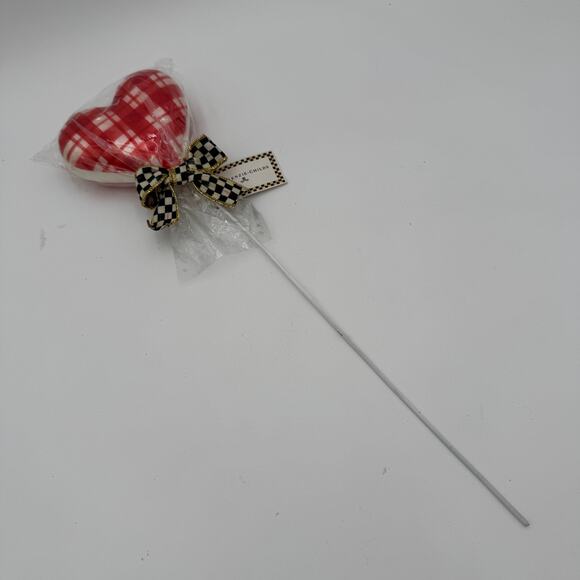 MacKenzie Childs Heart Lollipop Pick Plaid NWT - Picture 2 of 5
